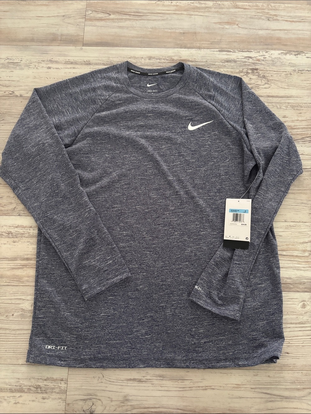 Nike Long Sleeve Dri-FIT Crew Shirt - Heather Navy/White